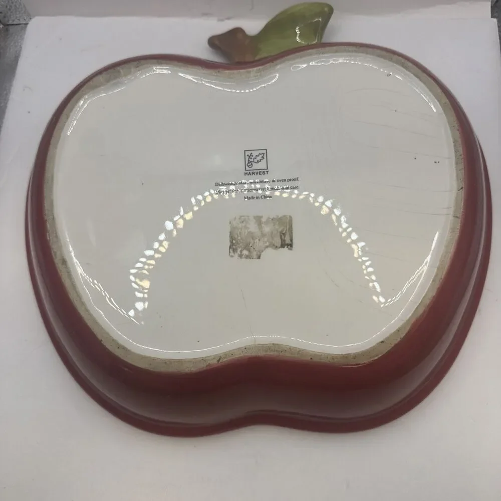 Harvest Red Ceramic Apple Shaped Pie Plate w/ Recipe 11.5